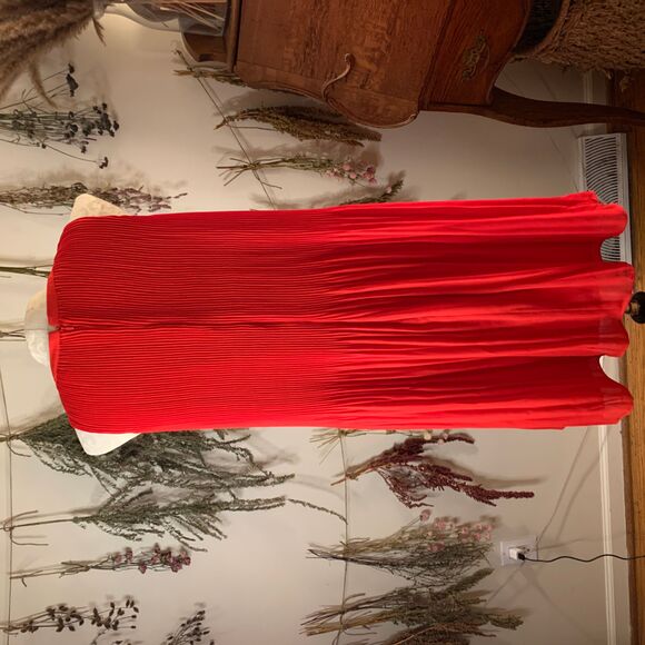 Ann Taylor Loft Red Pleated A Line Swing Dress Medium - Picture 5 of 8